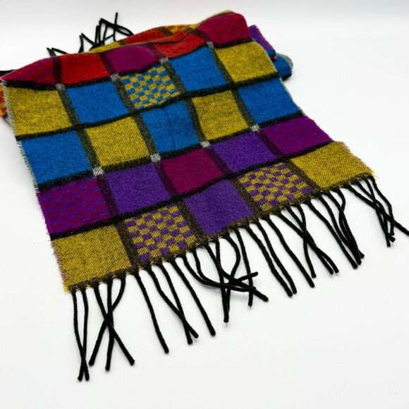 V. Fraas Cashmink Multicolor Check Scarf - Picture 1 of 5